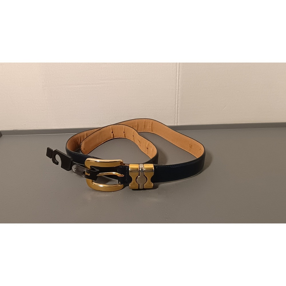 Donna Katz Belt Women Medium Black Fair Bonded Leather Mixed Metal Buckle
